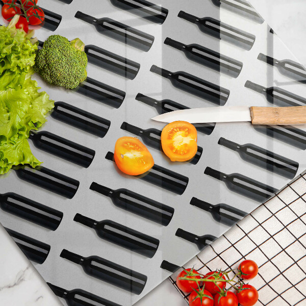 Skleněná deska do kuchyně Černé láhve vína