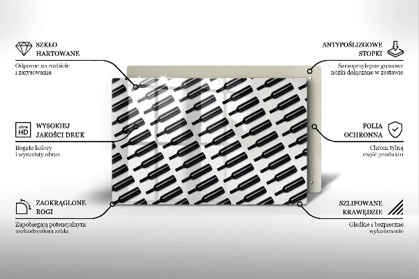 Skleněná deska do kuchyně Černé láhve vína