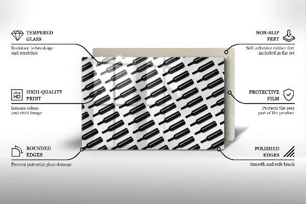 Skleněná deska do kuchyně Černé láhve vína