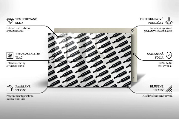 Skleněná deska do kuchyně Černé láhve vína