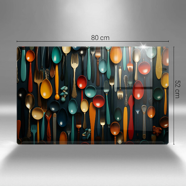 Skleněná deska do kuchyně Barevné lžíce a vidličky