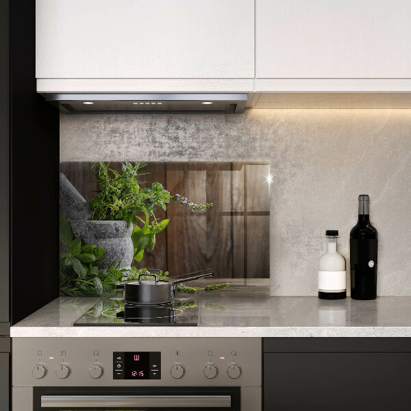 Skleněná deska do kuchyně Zelené bylinky