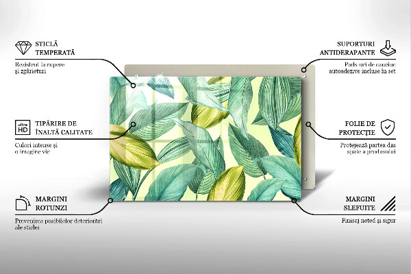 Skleněná deska do kuchyně Zelené tropické listy