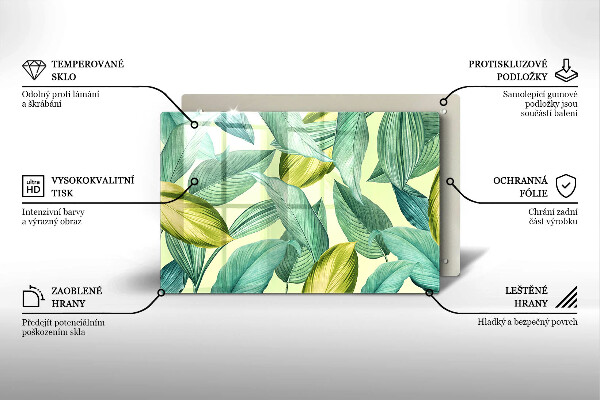 Skleněná deska do kuchyně Zelené tropické listy