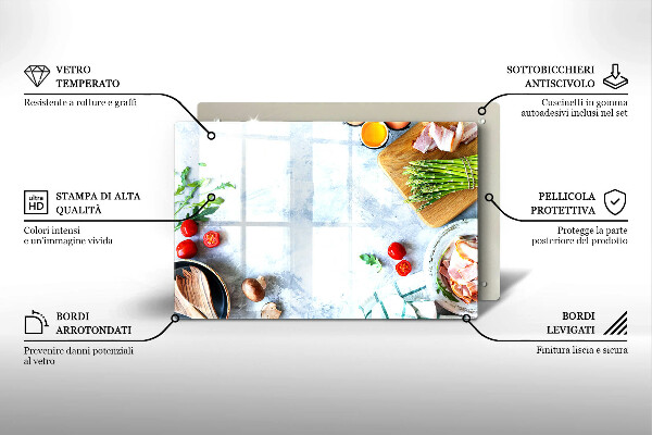 Skleněná deska do kuchyně Ingredience v kuchyni