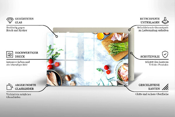 Skleněná deska do kuchyně Ingredience v kuchyni