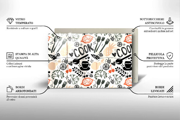 Skleněná deska do kuchyně Kreslený motiv kuchyně