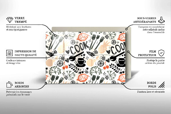 Skleněná deska do kuchyně Kreslený motiv kuchyně