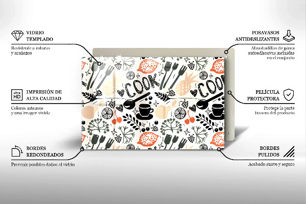 Skleněná deska do kuchyně Kreslený motiv kuchyně