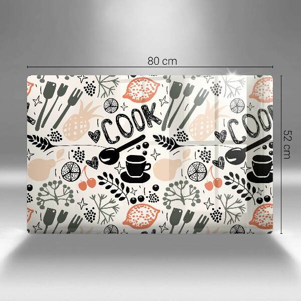 Skleněná deska do kuchyně Kreslený motiv kuchyně