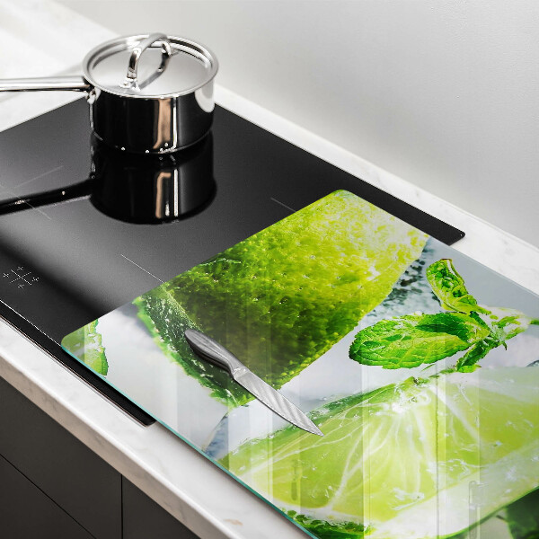 Skleněná deska do kuchyně Voda s vápnem a ledem