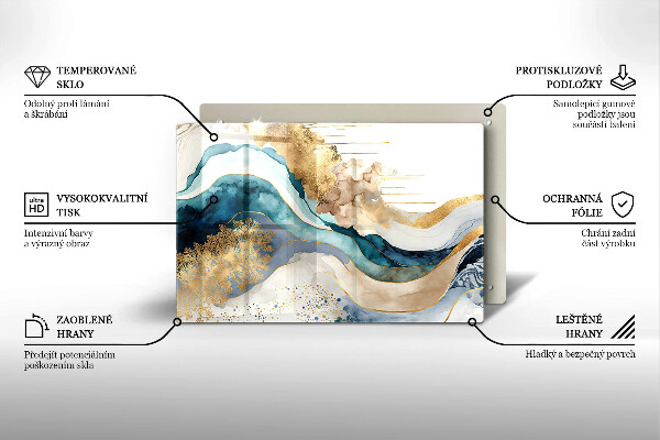 Skleněná deska do kuchyně Barevný mramor