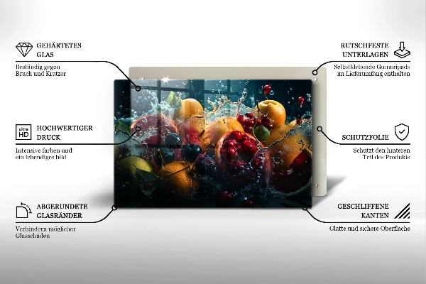 Skleněná deska do kuchyně Ovoce ve vodě