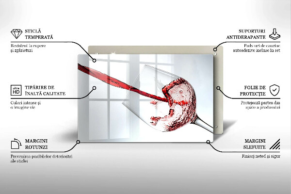 Skleněná deska do kuchyně Červené víno