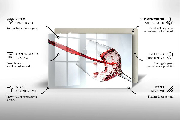 Skleněná deska do kuchyně Červené víno