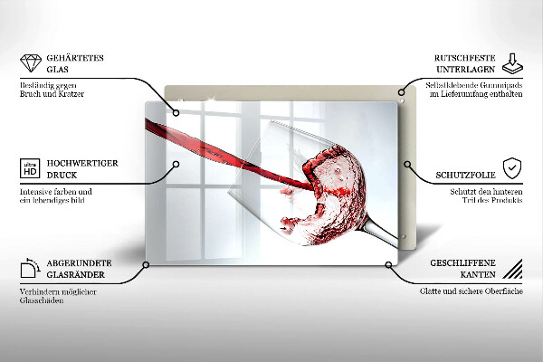 Skleněná deska do kuchyně Červené víno