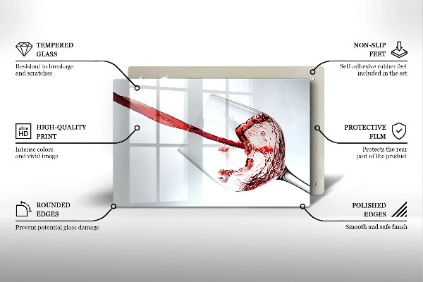 Skleněná deska do kuchyně Červené víno