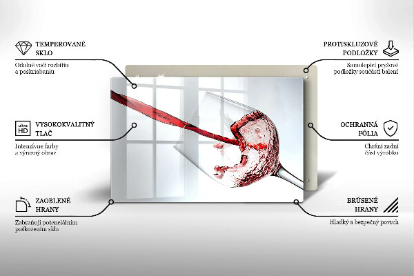 Skleněná deska do kuchyně Červené víno