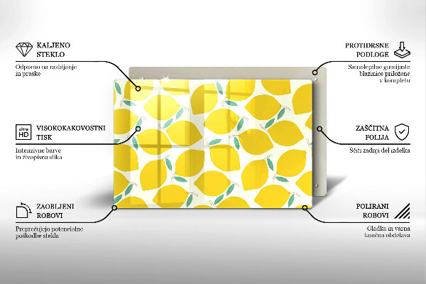 Skleněná deska do kuchyně Kreslené citrony