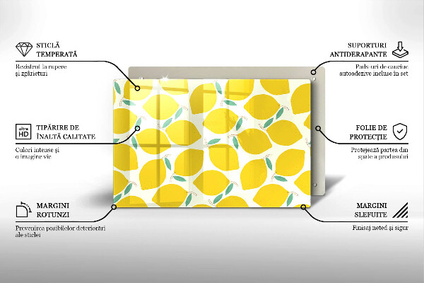 Skleněná deska do kuchyně Kreslené citrony