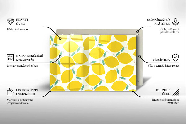 Skleněná deska do kuchyně Kreslené citrony