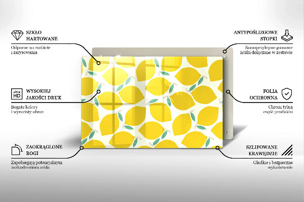 Skleněná deska do kuchyně Kreslené citrony