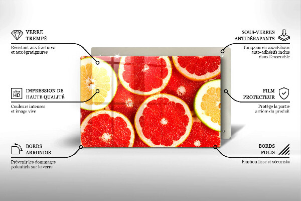 Skleněná deska do kuchyně Plátky grapefruitu