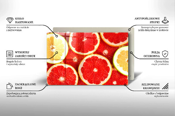 Skleněná deska do kuchyně Plátky grapefruitu