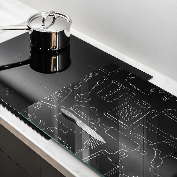 Skleněná deska do kuchyně Kreslené kuchyňské doplňky