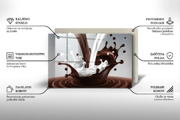 Skleněná deska do kuchyně Mléko a čokoláda