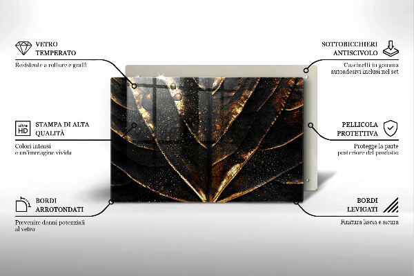 Skleněná deska do kuchyně Zlatý list