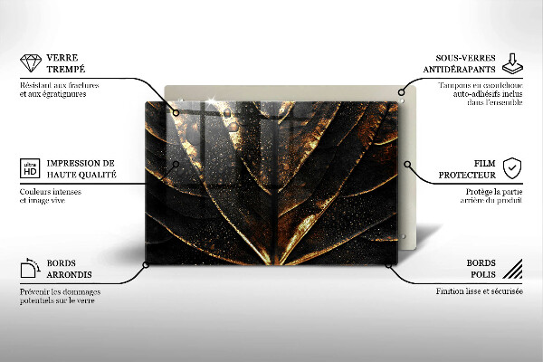 Skleněná deska do kuchyně Zlatý list