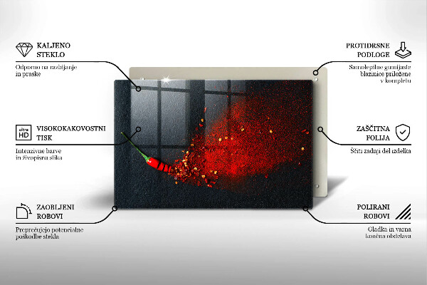 Krájecí prkénko skleněné Čili paprička