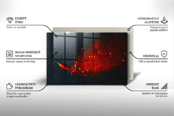 Krájecí prkénko skleněné Čili paprička