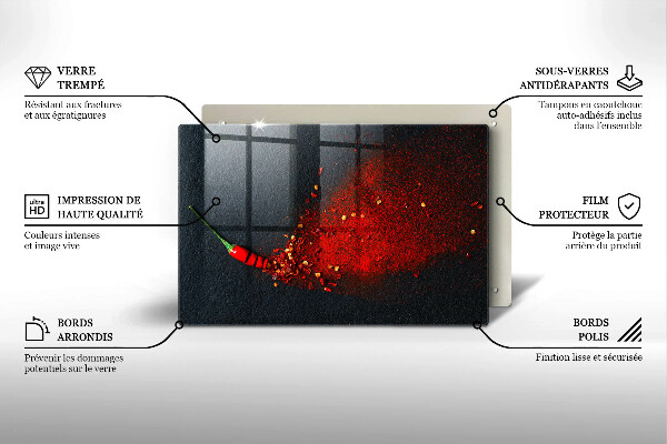 Krájecí prkénko skleněné Čili paprička