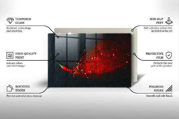 Krájecí prkénko skleněné Čili paprička