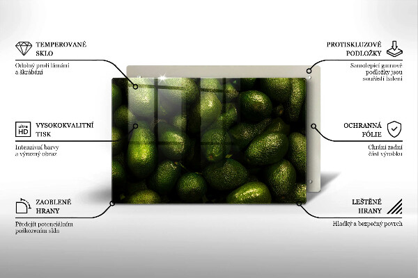 Krájecí prkénko skleněné Ovoce avokádo