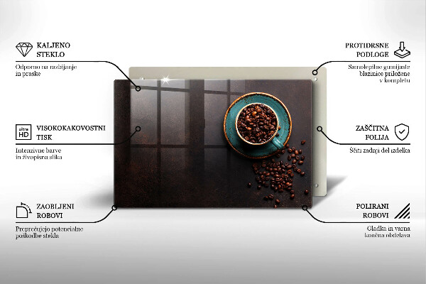 Skleněná deska do kuchyně Šálek kávových zrn