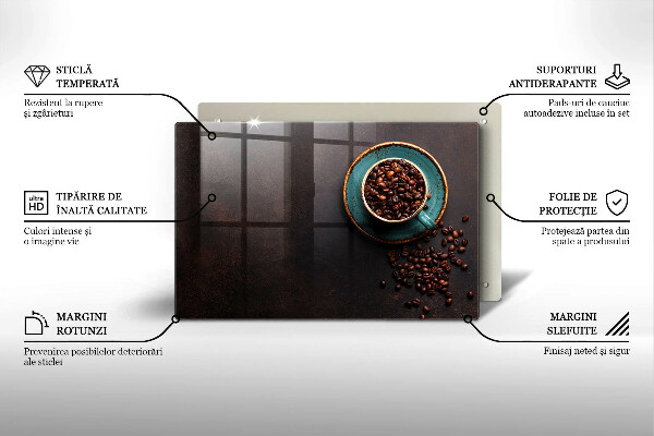 Skleněná deska do kuchyně Šálek kávových zrn