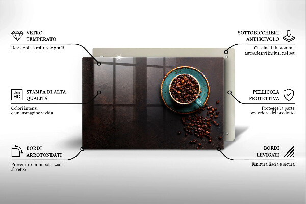 Skleněná deska do kuchyně Šálek kávových zrn