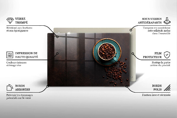 Skleněná deska do kuchyně Šálek kávových zrn