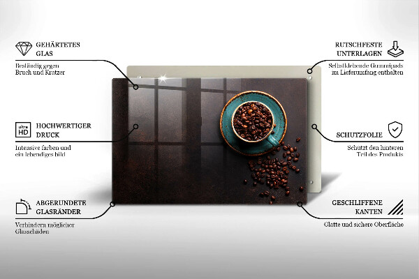 Skleněná deska do kuchyně Šálek kávových zrn