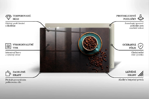 Skleněná deska do kuchyně Šálek kávových zrn