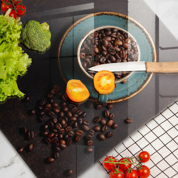 Skleněná deska do kuchyně Šálek kávových zrn