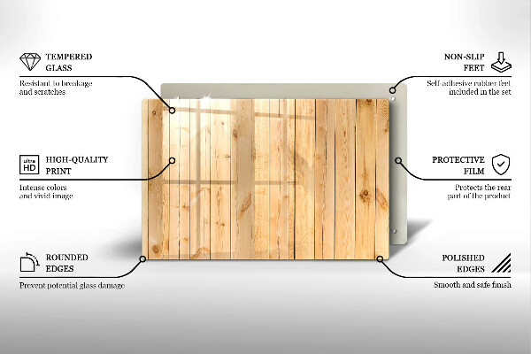 Skleněná deska do kuchyně Jemné dřevěné desky