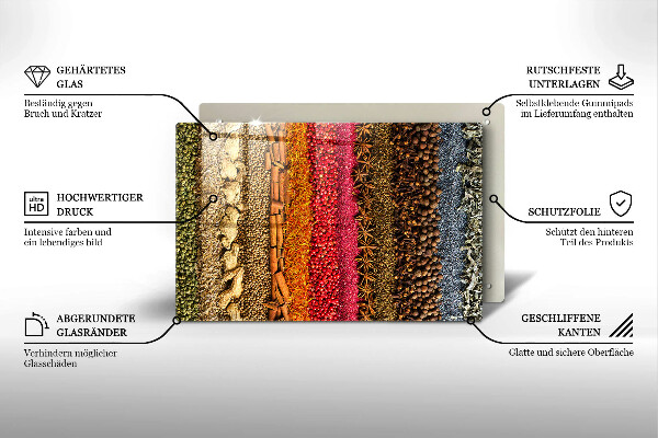 Skleněná deska do kuchyně Barevné koření