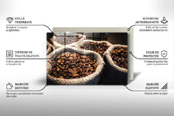 Skleněná deska do kuchyně Sáčky z kávových zrn