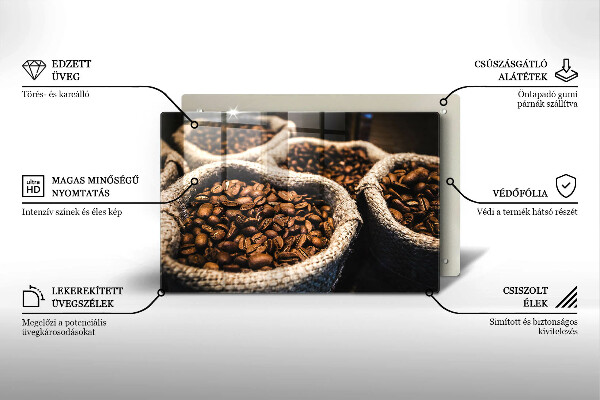 Skleněná deska do kuchyně Sáčky z kávových zrn