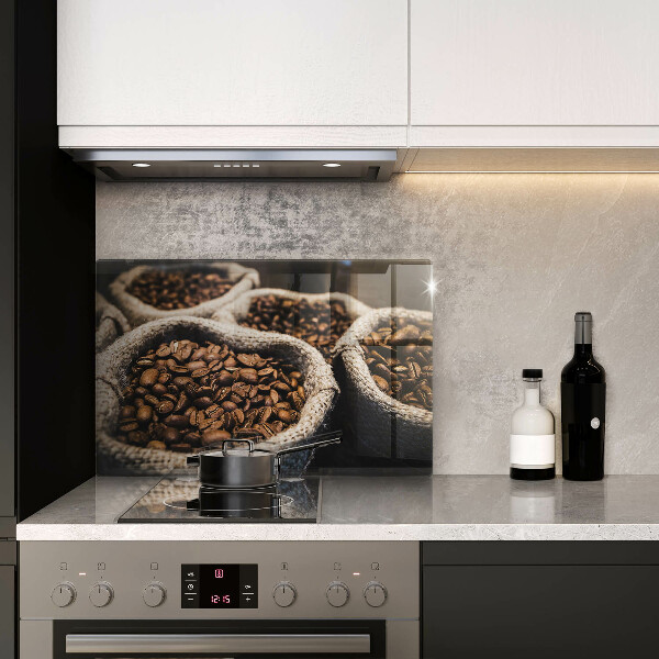 Skleněná deska do kuchyně Sáčky z kávových zrn