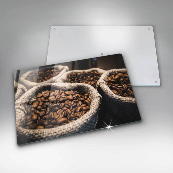 Skleněná deska do kuchyně Sáčky z kávových zrn